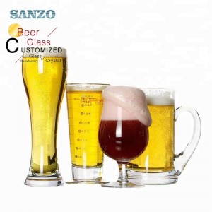 Sanzo Advertising Beer Glass With Handle Customized Etched Logo Beer Can Glass Pepsi Beer Glass