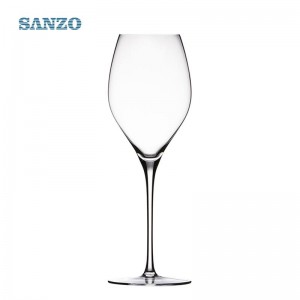 SANZO Black Colored Wine Glass Set Handmade Lead Free Crystal Slanted Mouth Glasses Tall Shaped Vase