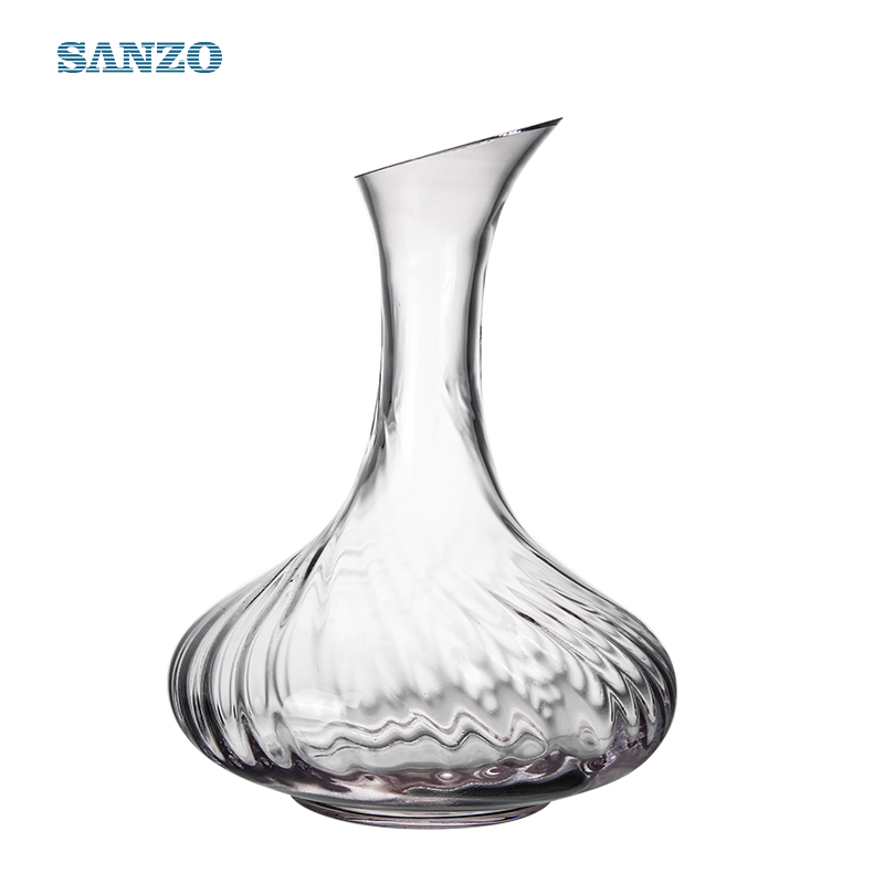 Handmade blown lead-free crystal slant high quality wine decanter from turkey